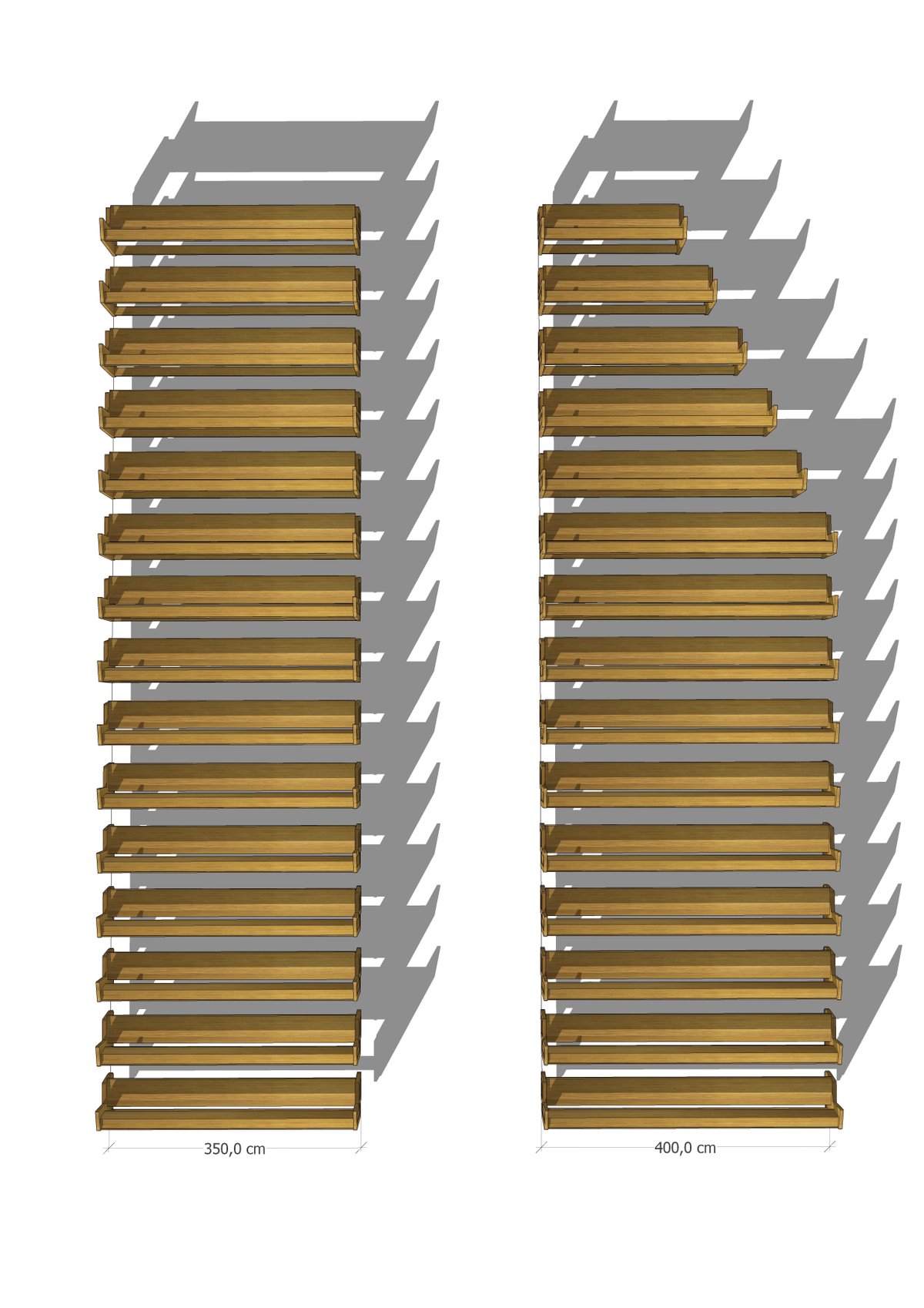 Szereg ławek - widok boczny