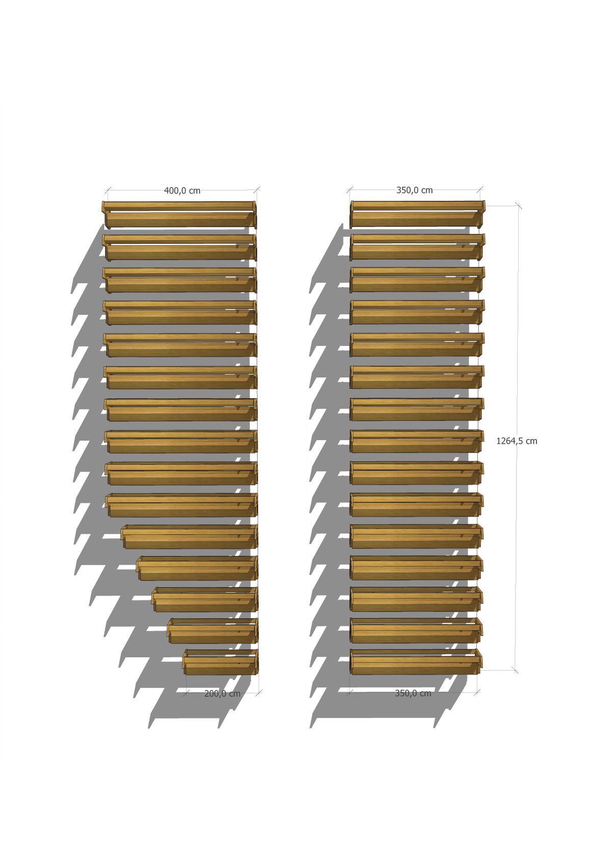 Szereg ławek - widok z tyłu
